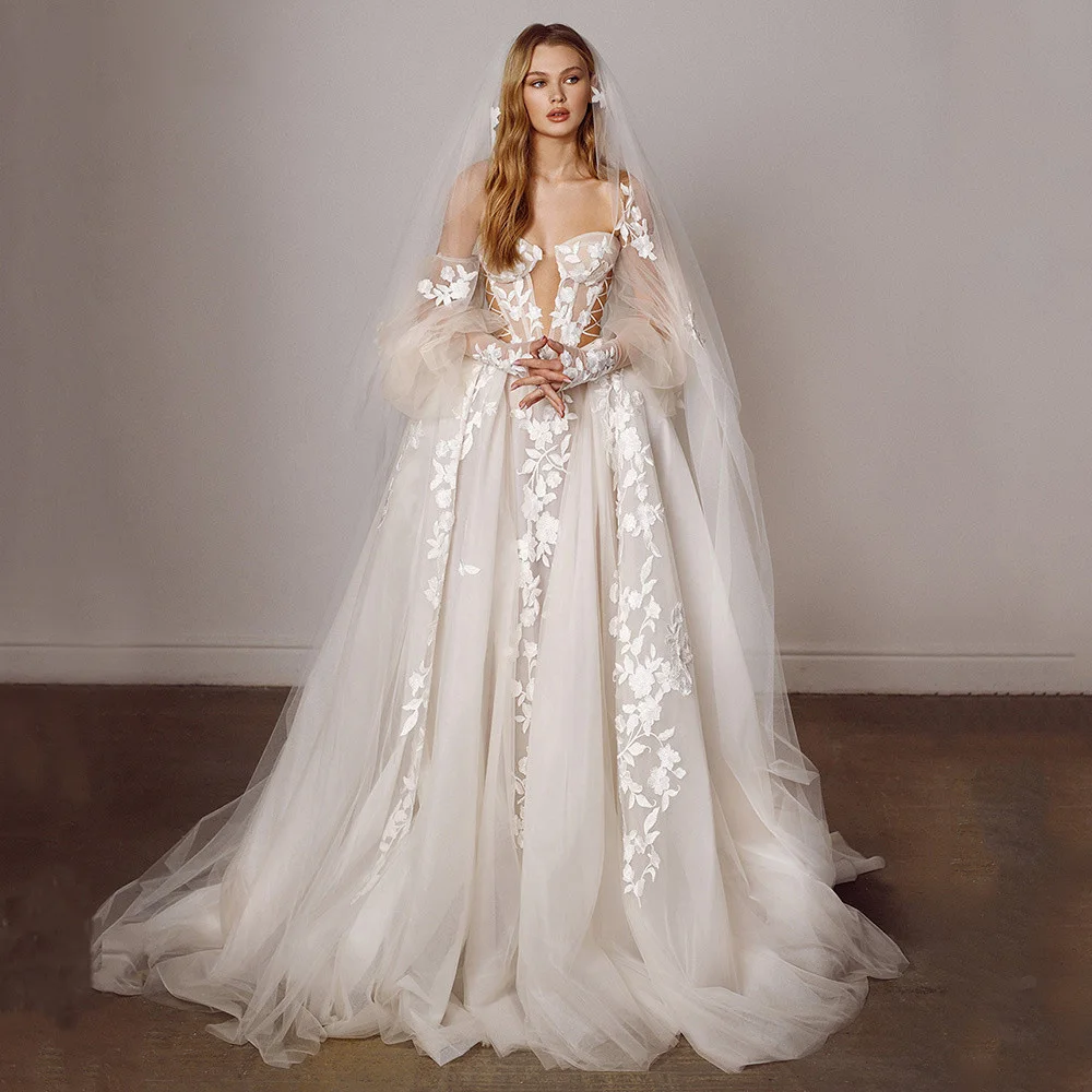 New Arrival A Line Wedding Dress 2023 Bridal Gown Detachable Puffy Sleeves Backless Long Bride Formal Party Wear Lace Applique
New Arrival A Line Wedding Dress 2023 Bridal Gown Detachable Puffy Sleeves Backless Long Bride Formal Party Wear Lace Applique