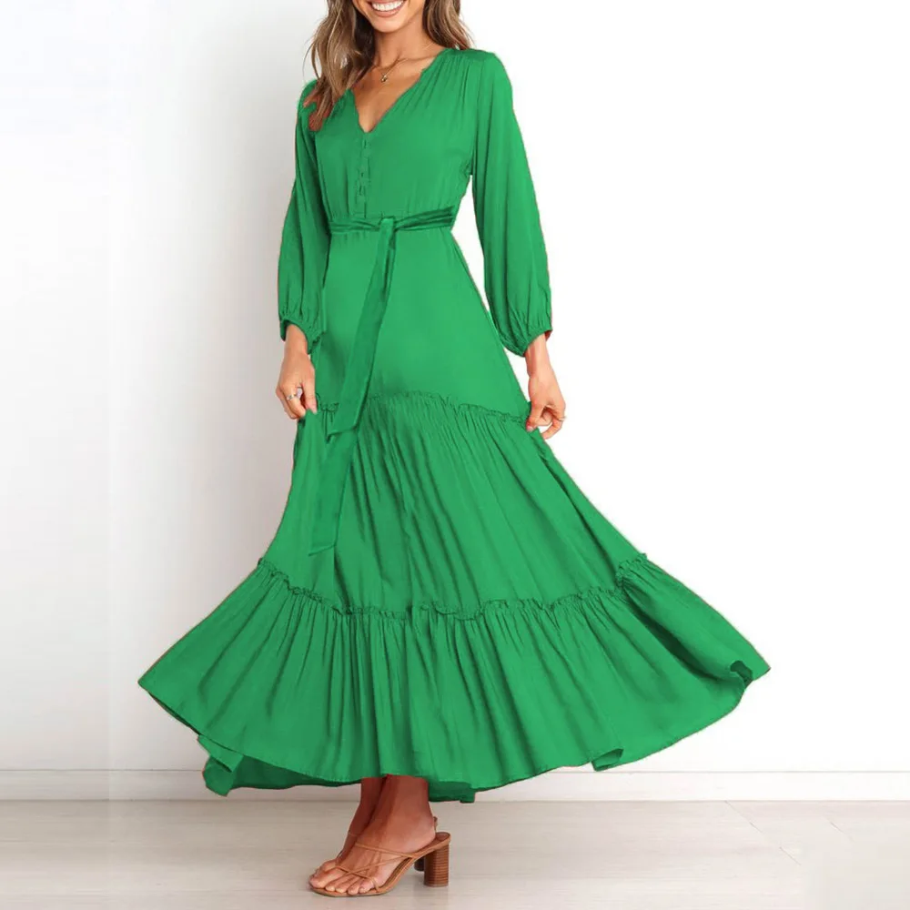 Spring Summer Long Dress Casual Dresses 2022 Puff Sleeve Sundress Maxi Dress Vacation Clothes For Women Belt Button Shirt Dress
Spring Summer Long Dress Casual Dresses 2022 Puff Sleeve Sundress Maxi Dress Vacation Clothes For Women Belt Button Shirt Dress