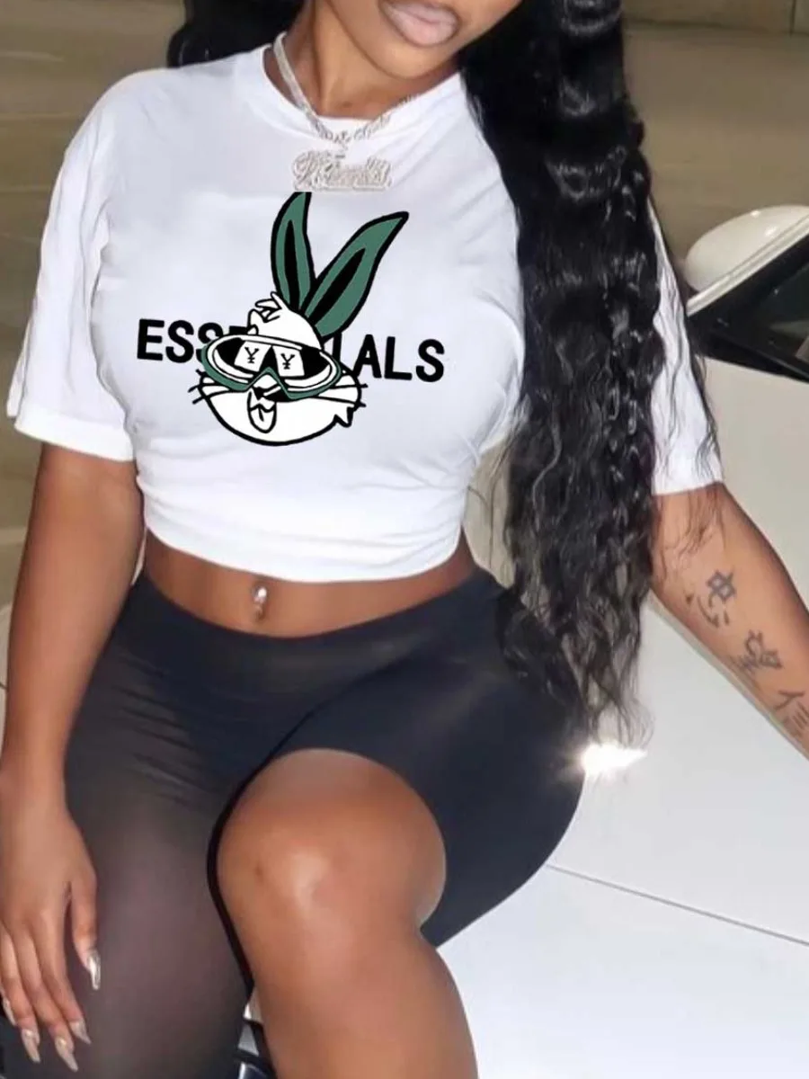 Plus Size Letter Cartoon Print T-shirt Crew Neck Short Sleeve Short Top For Women SXY Casual Fashion Large Sizes Tees
Plus Size Letter Cartoon Print T-shirt Crew Neck Short Sleeve Short Top For Women SXY Casual Fashion Large Sizes Tees