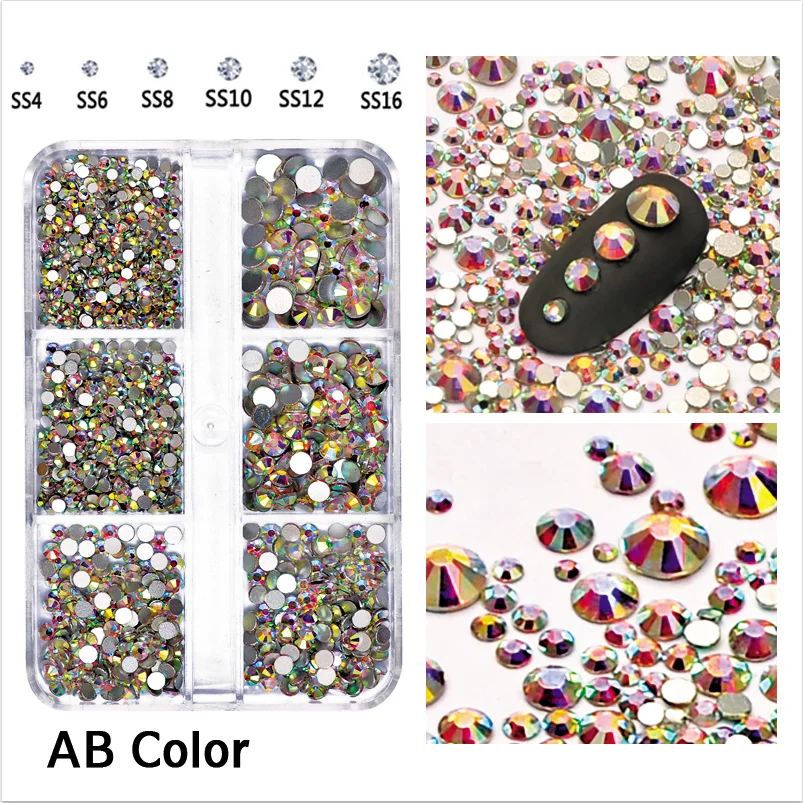 6Girds Box Rhinestones SS4-SS16 AB Non Hotfix Glass Glitter Flatback Design Decorations Beauty Accessories For Nail Charms
6Girds Box Rhinestones SS4-SS16 AB Non Hotfix Glass Glitter Flatback Design Decorations Beauty Accessories For Nail Charms