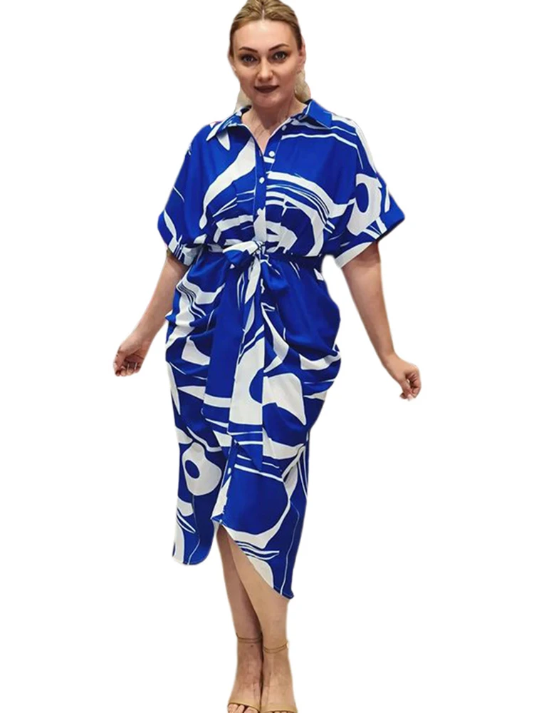 Lace Up Empire Dress Women Single Breasted Knee Length Ropa Mujer Summer New Fashion Print Casual Office Lady Shirt Dresses 2022 
Lace Up Empire Dress Women Single Breasted Knee Length Ropa Mujer Summer New Fashion Print Casual Office Lady Shirt Dresses 2022