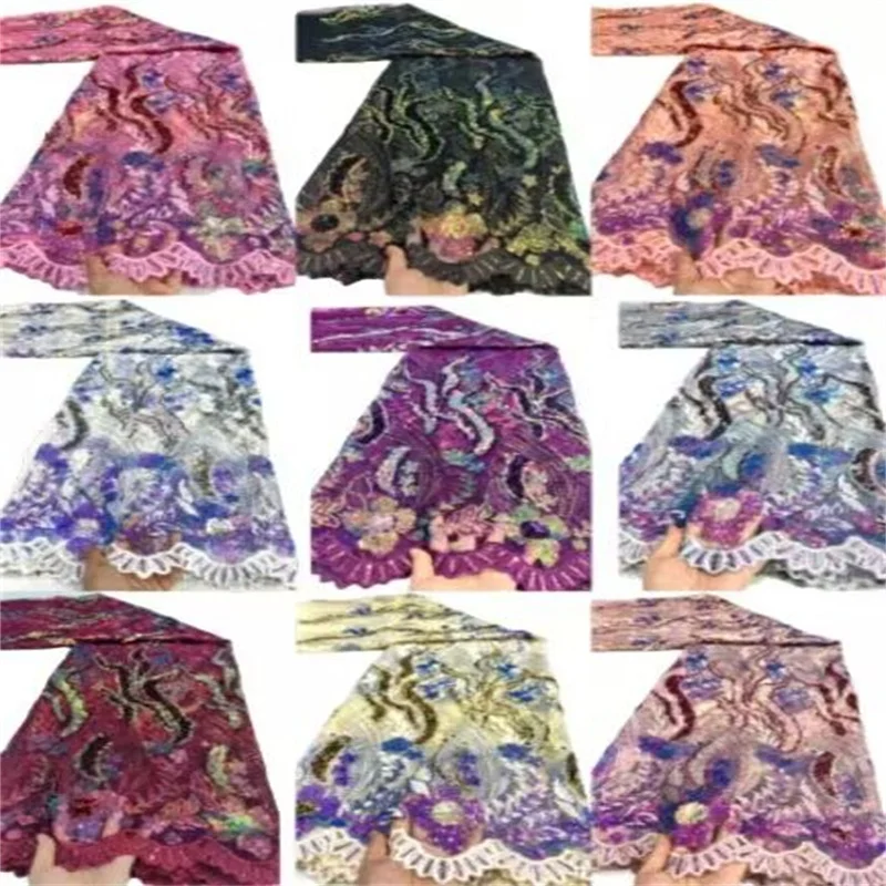 2023 African Tulle Lace Fabric 5 Yards French Embroidery Mesh Lace with 3D Sequins for Nigerian Birdal Wedding Dresses
2023 African Tulle Lace Fabric 5 Yards French Embroidery Mesh Lace with 3D Sequins for Nigerian Birdal Wedding Dresses