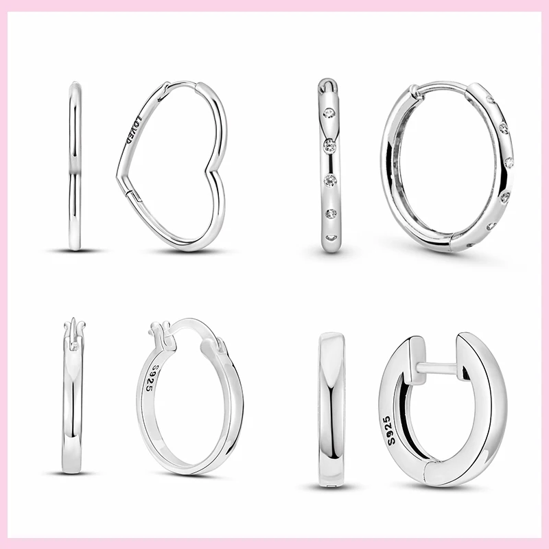 Silver 925 Simple Circle Round Hoop Earrings S925 Heart Earrings Original Brand Minimalist Jewelry For Women pendientes mujer
Silver 925 Simple Circle Round Hoop Earrings S925 Heart Earrings Original Brand Minimalist Jewelry For Women pendientes mujer