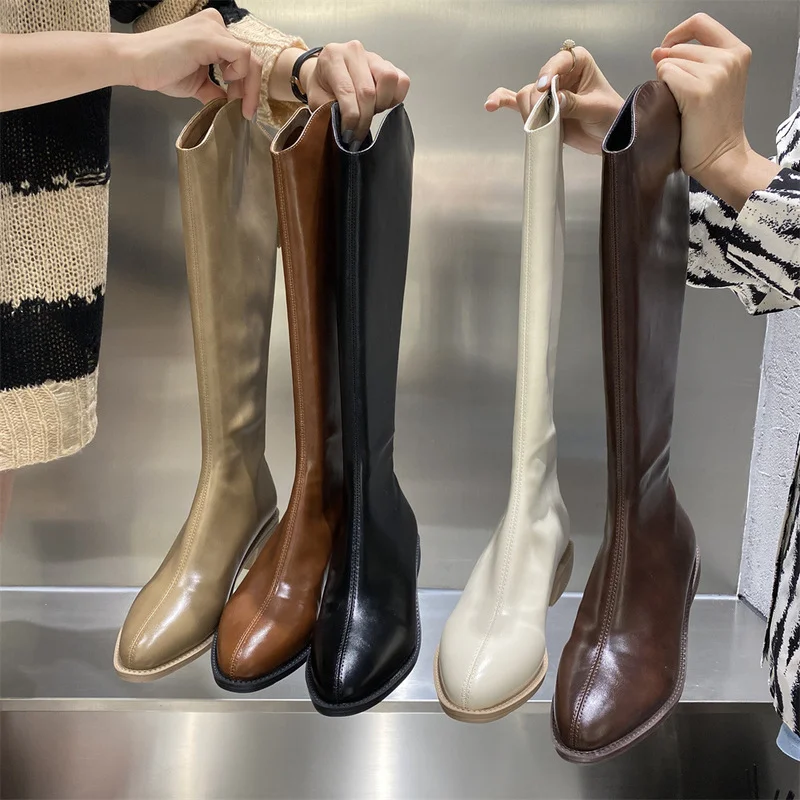 2022 Slim Thigh High Boots Fashion Women Square Heel Knee-High Boots Leather Women's Shoes Black Winter Long Knight Boots Woman
2022 Slim Thigh High Boots Fashion Women Square Heel Knee-High Boots Leather Women's Shoes Black Winter Long Knight Boots Woman