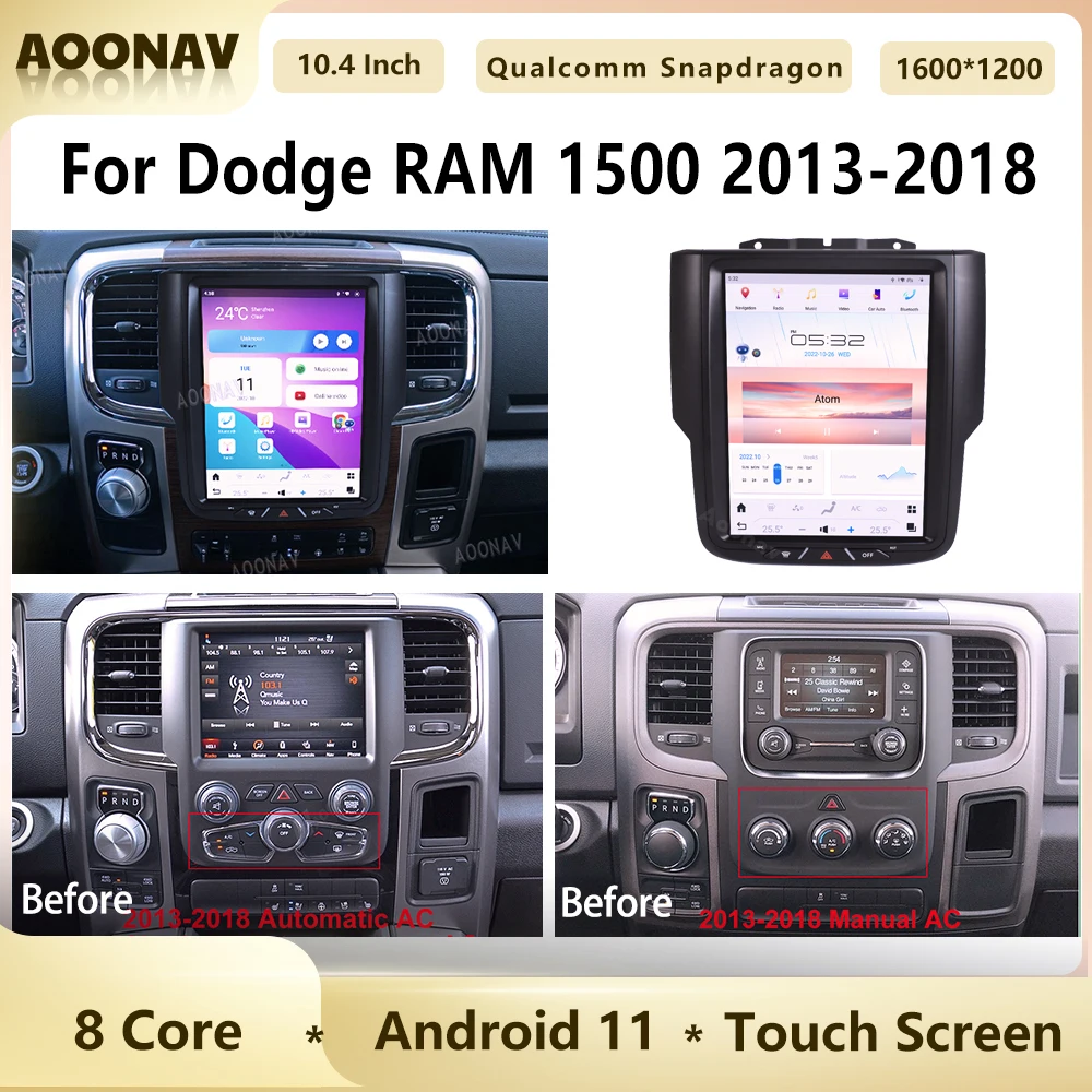 

Автомобильный радиоприемник 128G Qualcomm Android 11 для Dodge RAM 1500 2013-2018 10,5 дюймов GPS-навигация автомобильный стерео Мультимедийный Плеер 4G Unit