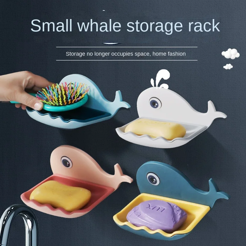 

Whale Soap Box Soap Dish Cute Punch-Free Wall-Mounted Suction Cup Home Bathroom Bathroom Draining Rack