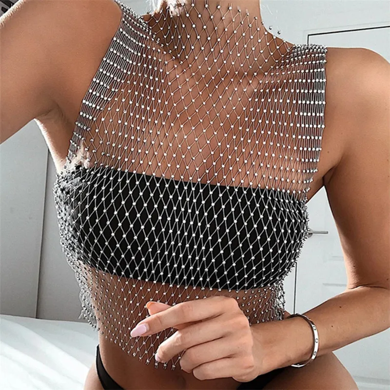 Sexy Diamonds Mesh Cropped Tank Top Women Summer Cover Up Bikini See Through Rhinestone Net Party Club Crop Top
Sexy Diamonds Mesh Cropped Tank Top Women Summer Cover Up Bikini See Through Rhinestone Net Party Club Crop Top