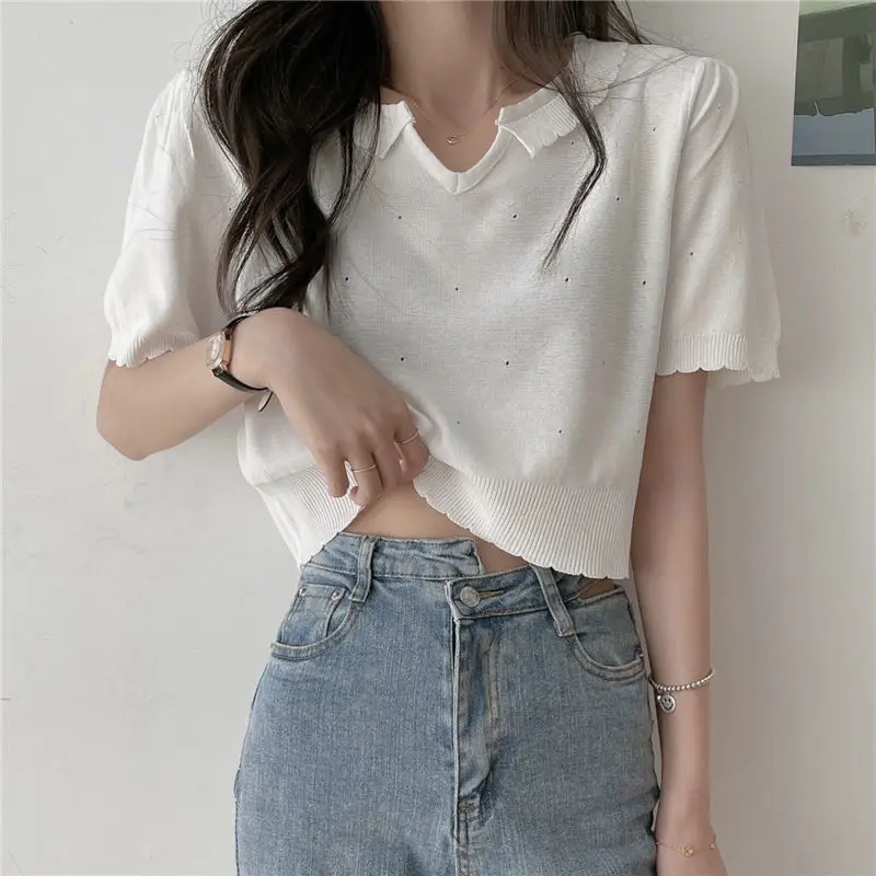 V-neck Short Sleeve Knitted Tshirt Y2k Clothes Sueter Mujer Crop Tops Summer Casual Girls Tees Chic Pullover Green Feminina
V-neck Short Sleeve Knitted Tshirt Y2k Clothes Sueter Mujer Crop Tops Summer Casual Girls Tees Chic Pullover Green Feminina