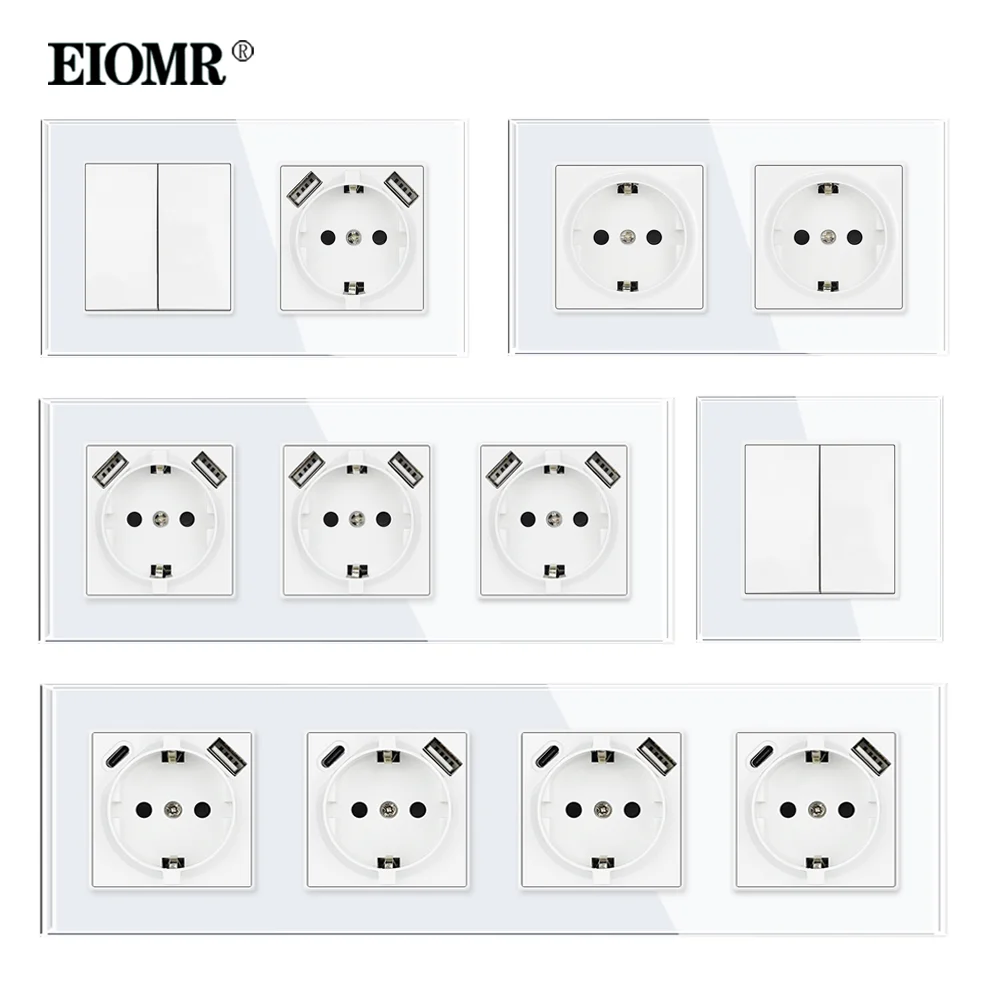 EIOMR стандартная розетка европейского стандарта с одной мощностью, двойная розетка со стеклянной панелью USB 16 А, тройная настенная розетка с ...
EIOMR стандартная розетка европейского стандарта с одной мощностью, двойная розетка со стеклянной панелью USB 16 А, тройная настенная розетка с ...