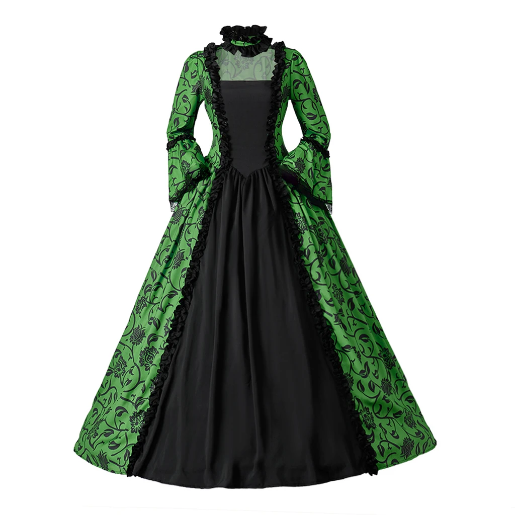 

18th Century Civil War Southern belle Green Dress Victorian Off Shoulder Evening Dress women’s Vintage Elegant ball gown