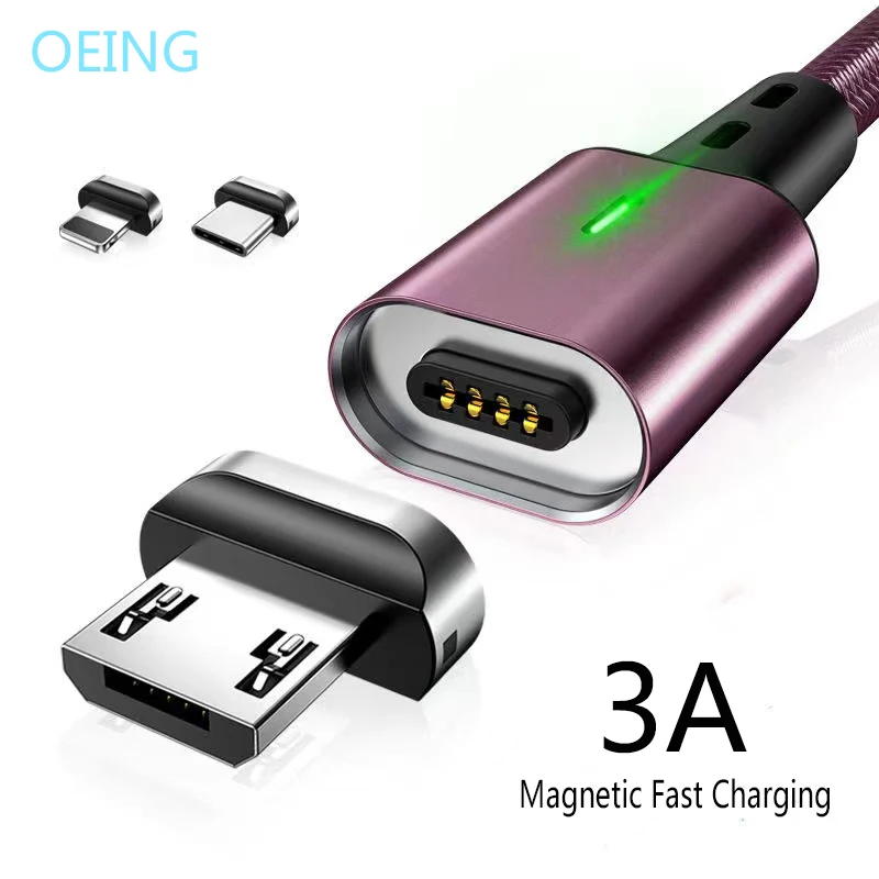 OEING Aluminum Alloy 3A Magnetic Cable Fast Charging Type C Data Cable For iPhone 12 Samsung Xiaomi Quick Charge Micro USB Cable
OEING Aluminum Alloy 3A Magnetic Cable Fast Charging Type C Data Cable For iPhone 12 Samsung Xiaomi Quick Charge Micro USB Cable