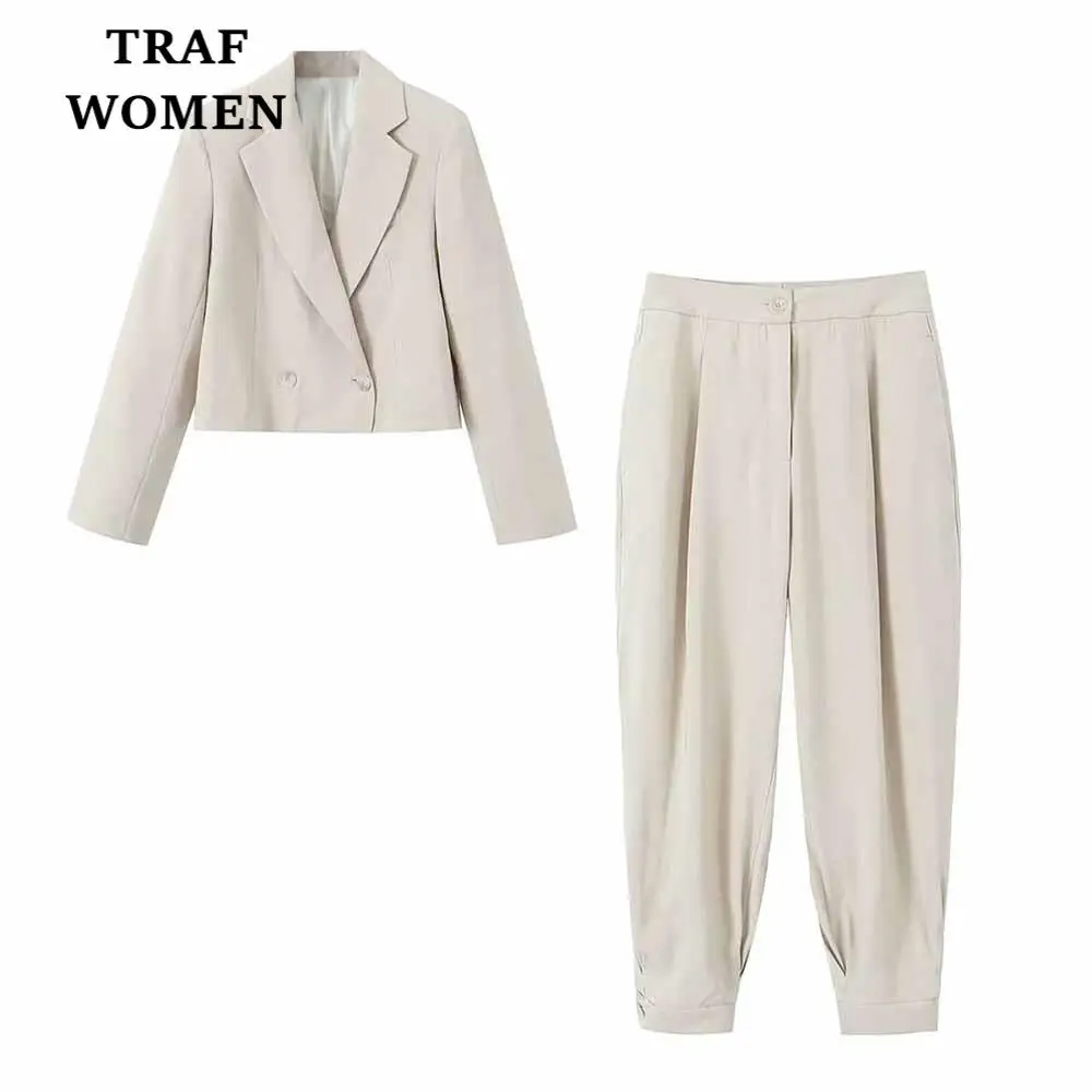 TRAF WOMEN 2023 Fashion New Double-breasted Short Suit Jacket 2959810 + Female Chic High Waist Trousers Two-piece Set 2960810
TRAF WOMEN 2023 Fashion New Double-breasted Short Suit Jacket 2959810 + Female Chic High Waist Trousers Two-piece Set 2960810