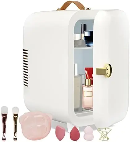 

Мини-холодильник, 6 л/8 банок, маленький холодильник для ухода за кожей, портативный мини-холодильник переменного/постоянного тока, компактный охладитель с разъемом и подогреватель для Bedro