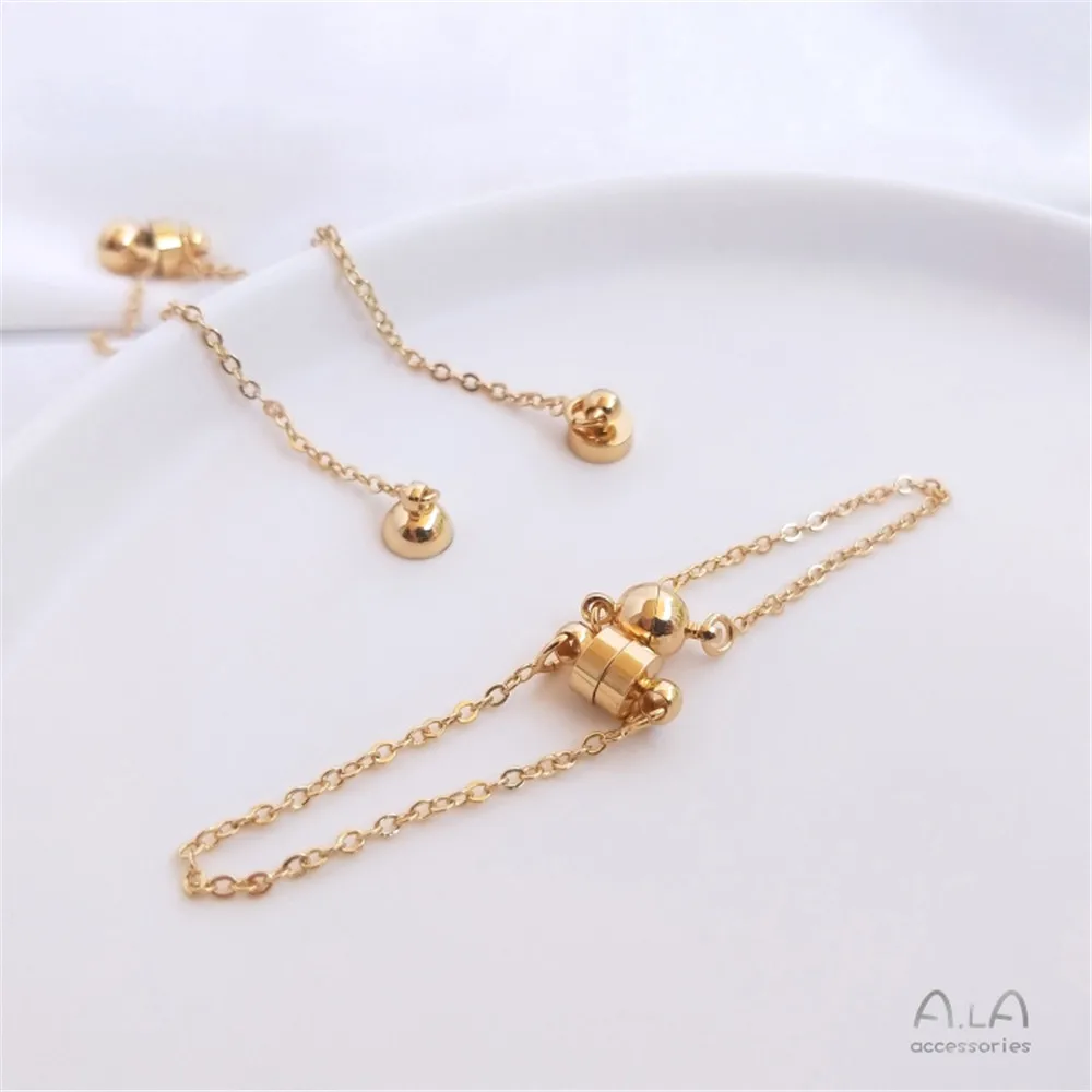 

14K Gold Filled Plated Drop proof magnet clasp Diy bracelet necklace with O-chain safety end clasp