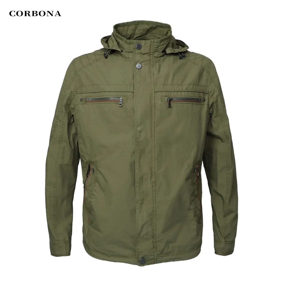 

CORBONA 2022 New Men Oversized Jacket Army Force Outdoor Fashion Multi Pockets Windproof Windbreaker Coat Navy Blue Green Parka