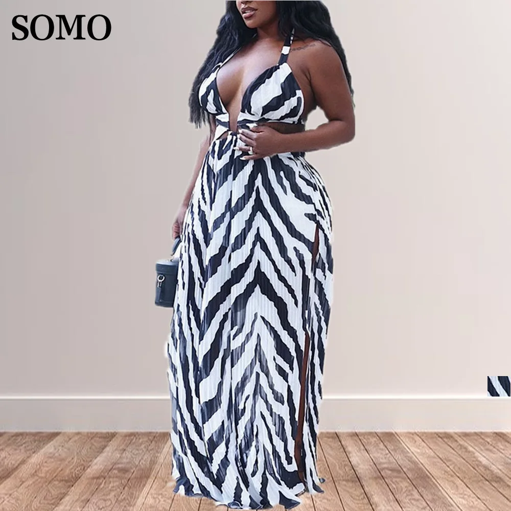 Summer Clothes Plus Size Women Clothing High Waist Sexy Halter Dress Lace Up Striped Print Long Dresses Wholesale Dropshipping
Summer Clothes Plus Size Women Clothing High Waist Sexy Halter Dress Lace Up Striped Print Long Dresses Wholesale Dropshipping
