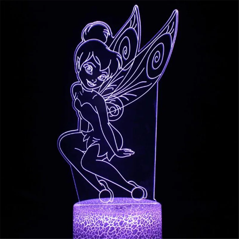 Disney Cartoon 3D Light Fairy Tinker Bell Acrylic 3D Illusion Lamp Princess LED Night Light For Bedroom Decor Table Lamp Gifts 
Disney Cartoon 3D Light Fairy Tinker Bell Acrylic 3D Illusion Lamp Princess LED Night Light For Bedroom Decor Table Lamp Gifts
