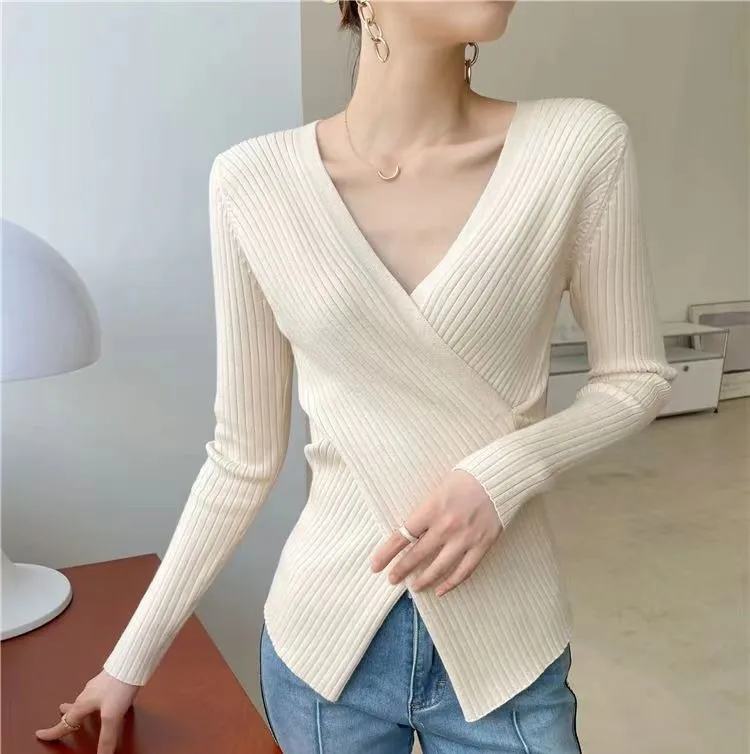 Knitted Pullover Top Pull Femme 2023 Women's Sweater Autumn Winter Warm V Neck Casual Sweaters Chic Cross Tops
Knitted Pullover Top Pull Femme 2023 Women's Sweater Autumn Winter Warm V Neck Casual Sweaters Chic Cross Tops