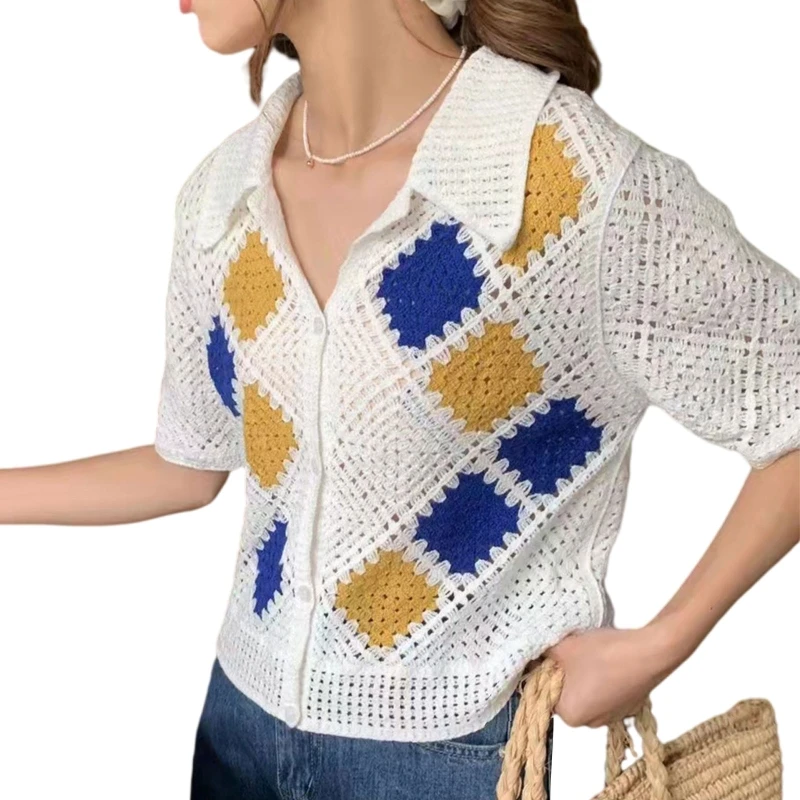 New style Women Knit Short Sleeve Crop Cardigan Lapel V-Neck Button Crochet Sweater Jacket
New style Women Knit Short Sleeve Crop Cardigan Lapel V-Neck Button Crochet Sweater Jacket