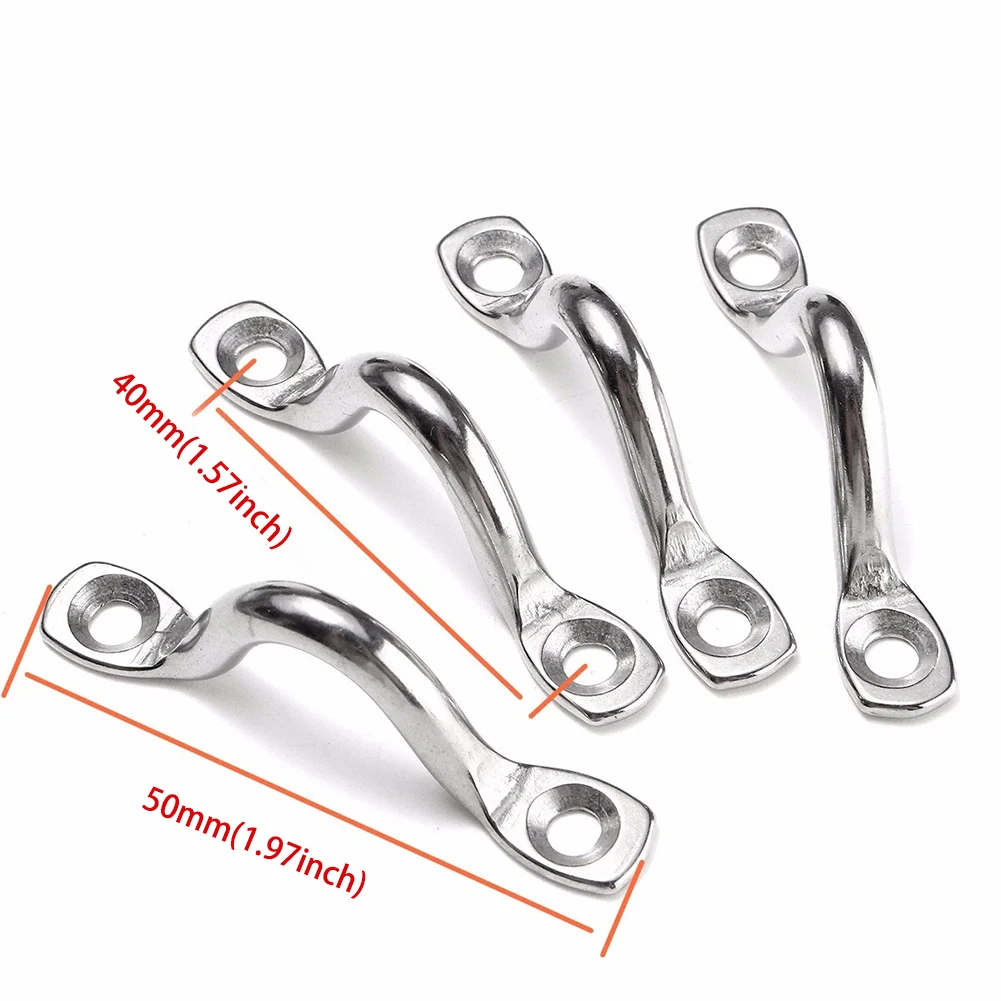

Durable New Practical Useful Wire Eye Straps Handles Saddle Silver Stainless Steel Tie Down U Shape 4pcs Boat Marine