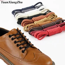 1Pair Cotton Waxed Shoelaces Round Shoe laces Boot Laces Waterproof Leather Shoelace Length 60cm 80cm 100cm 120cm 140cm 180cm