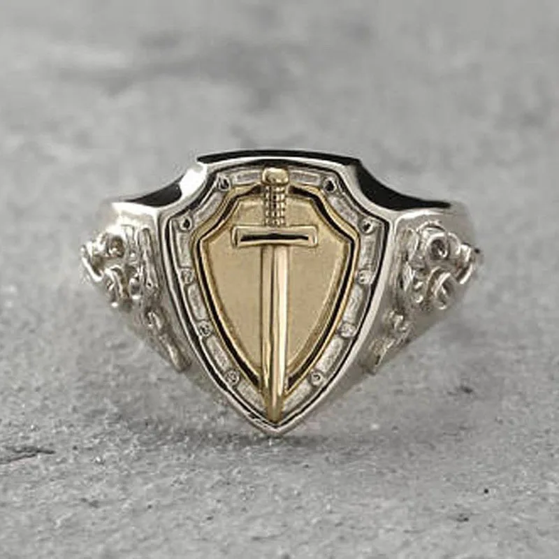 Personality Punk Shield Cross Ring for Men Engagement Wedding Ring Samurai Sword Ring Cool Party Jewelry Accessories Gifts
Personality Punk Shield Cross Ring for Men Engagement Wedding Ring Samurai Sword Ring Cool Party Jewelry Accessories Gifts