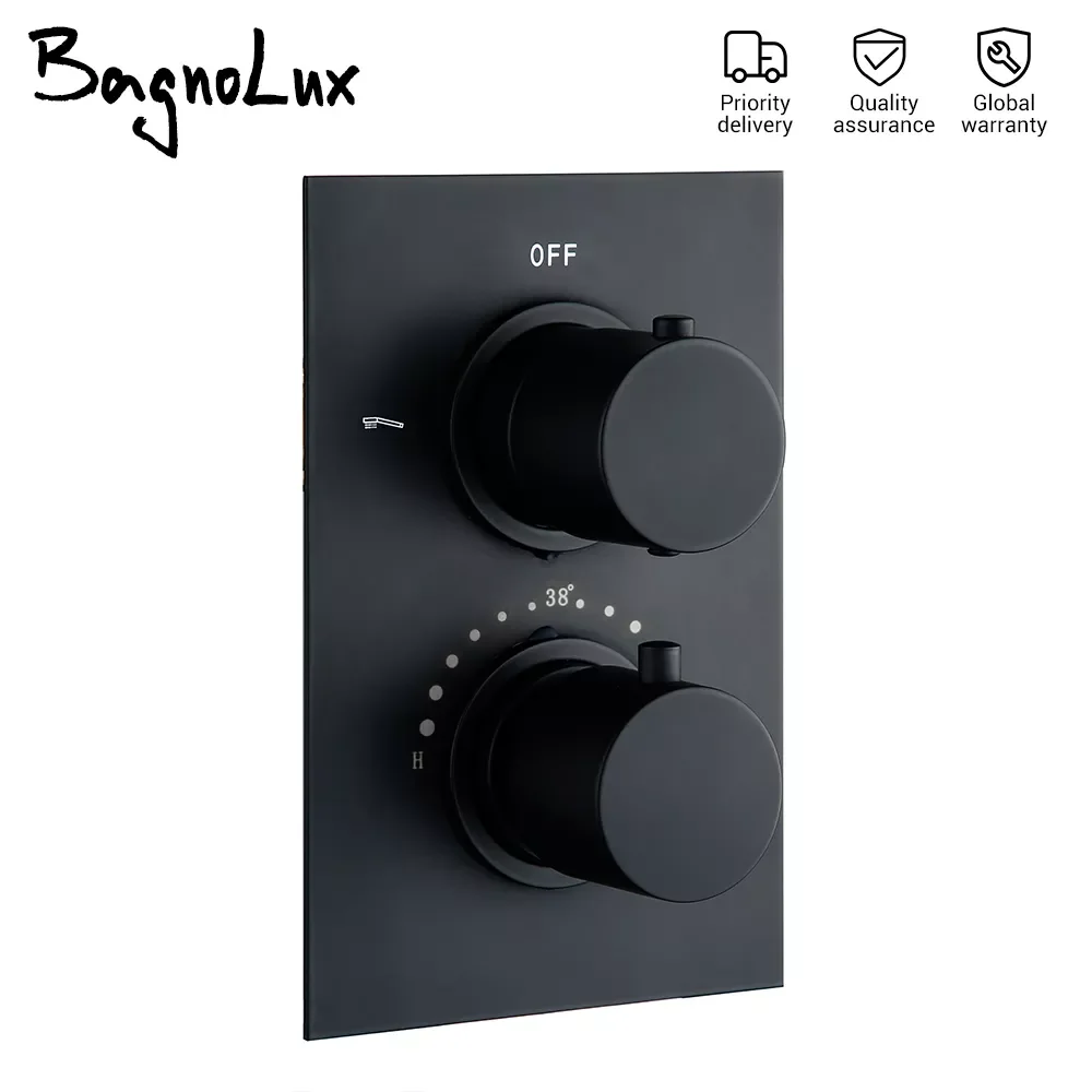 Brass Black Double-Handle Embedded Thermostatic Cooling And Heating Control Valve Bathroom Shower Faucet
Brass Black Double-Handle Embedded Thermostatic Cooling And Heating Control Valve Bathroom Shower Faucet