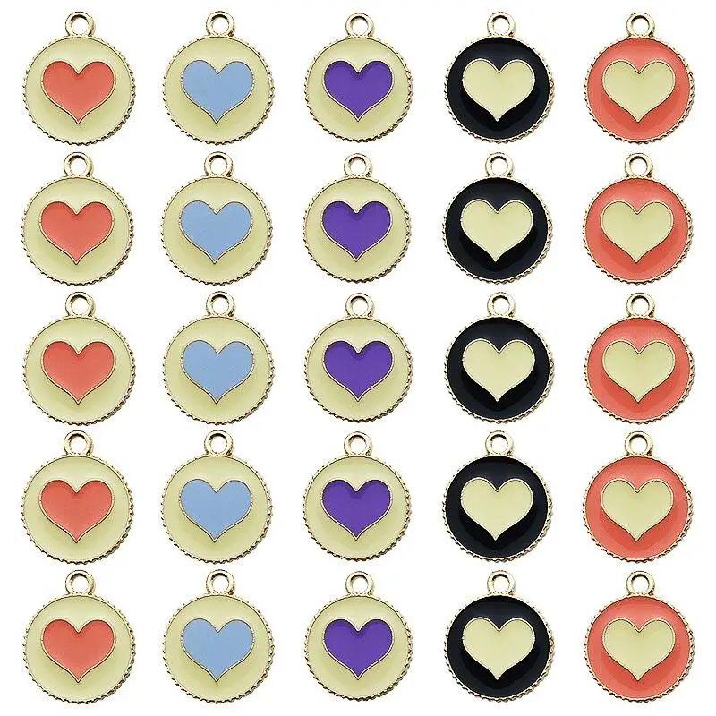 

10pcs/lot 15x18mm Love Heart Enamel Charms Pendants for Earrings Necklace Bracelet DIY Jewelry Making Accessaries Findings