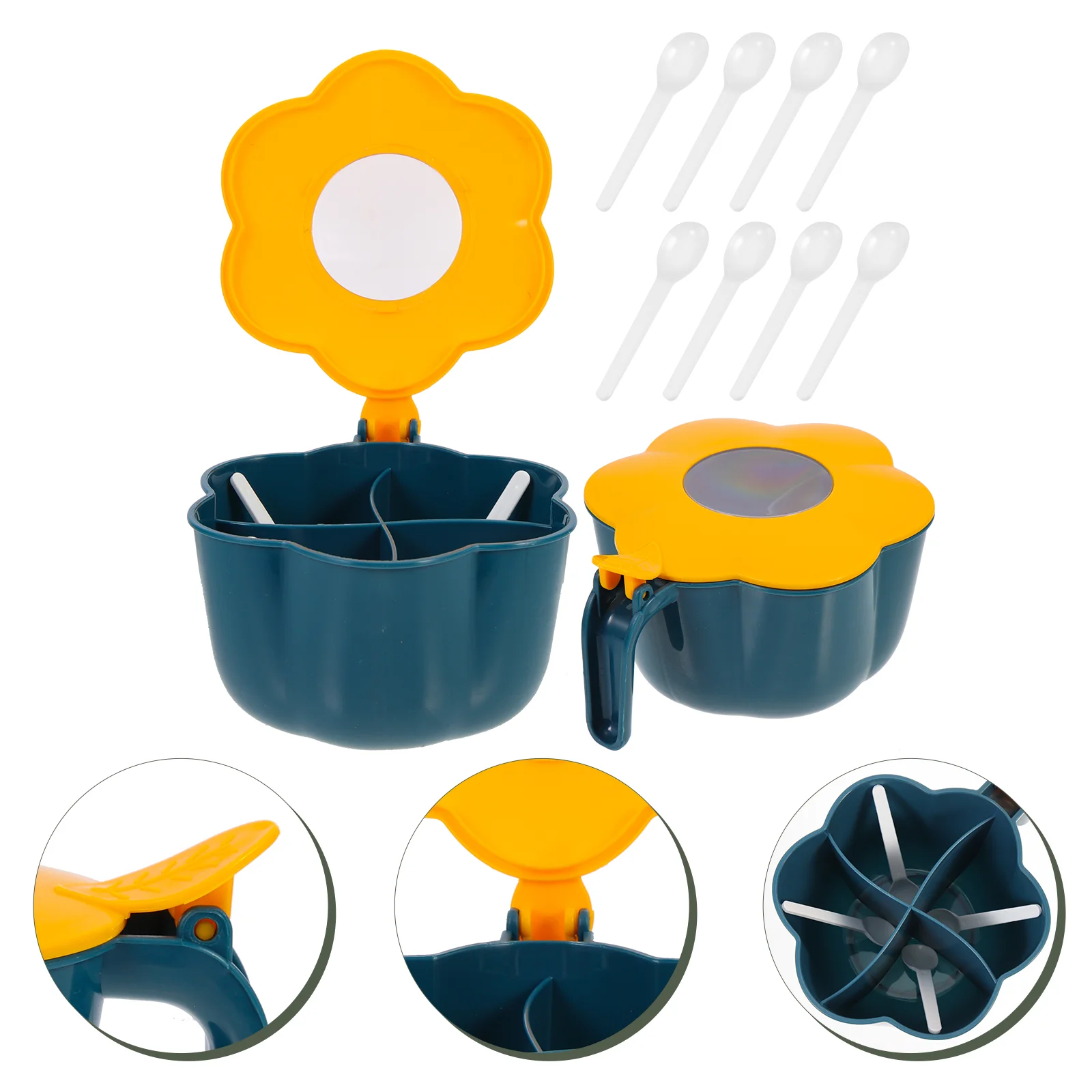 2 Sets of Kitchen Box Household Salt Jar Divided Seasoning Box Flower Design Box 
2 Sets of Kitchen Box Household Salt Jar Divided Seasoning Box Flower Design Box