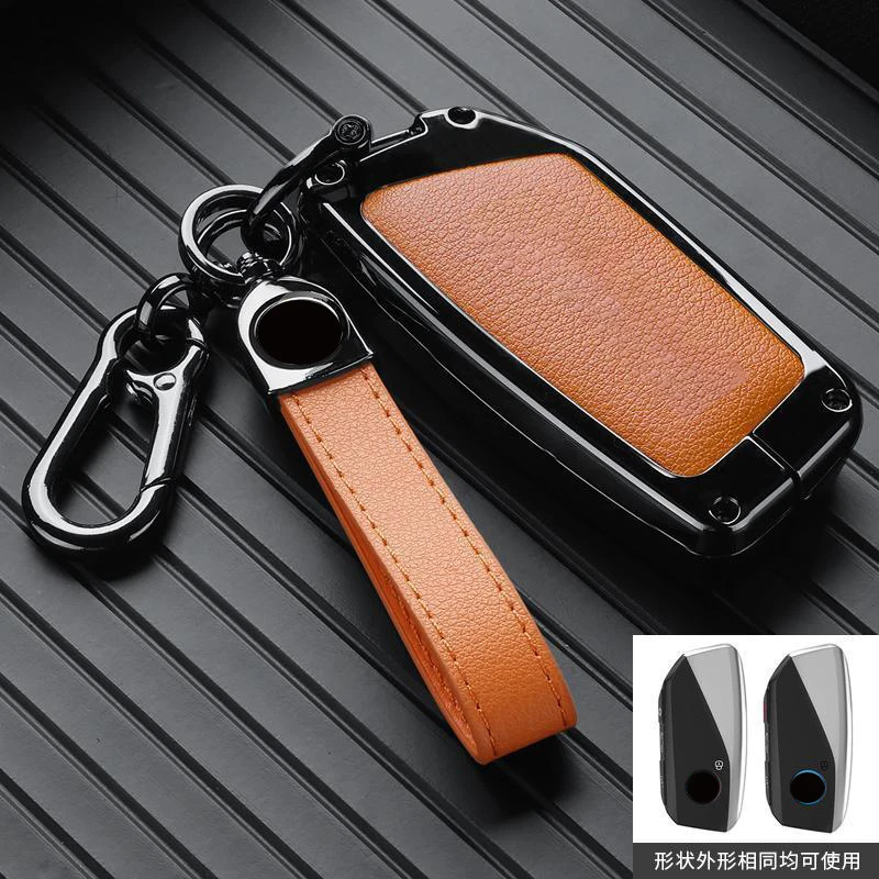 

Genuine Leather for 2023 BMW Energy X7 735li 740li I7 IX XM X1 7 Series Smart Remote Key Case Zinc Alloy Key Cover Fob Chain