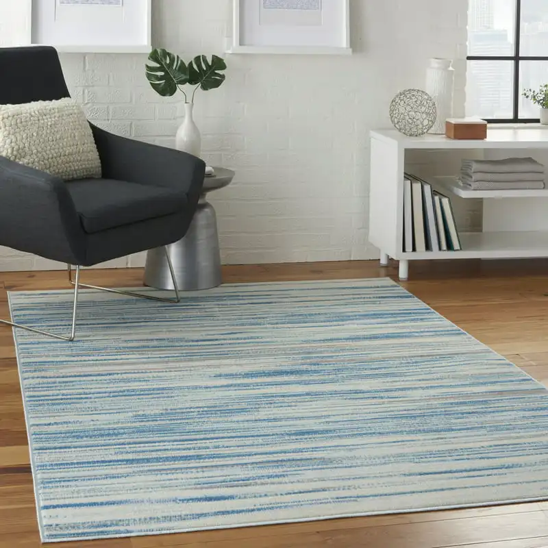 

Modern Abstract Blue 5'3" x 7'3" Area Rug - Perfect for Living Room, Bedroom or Entryway (5' x 7')