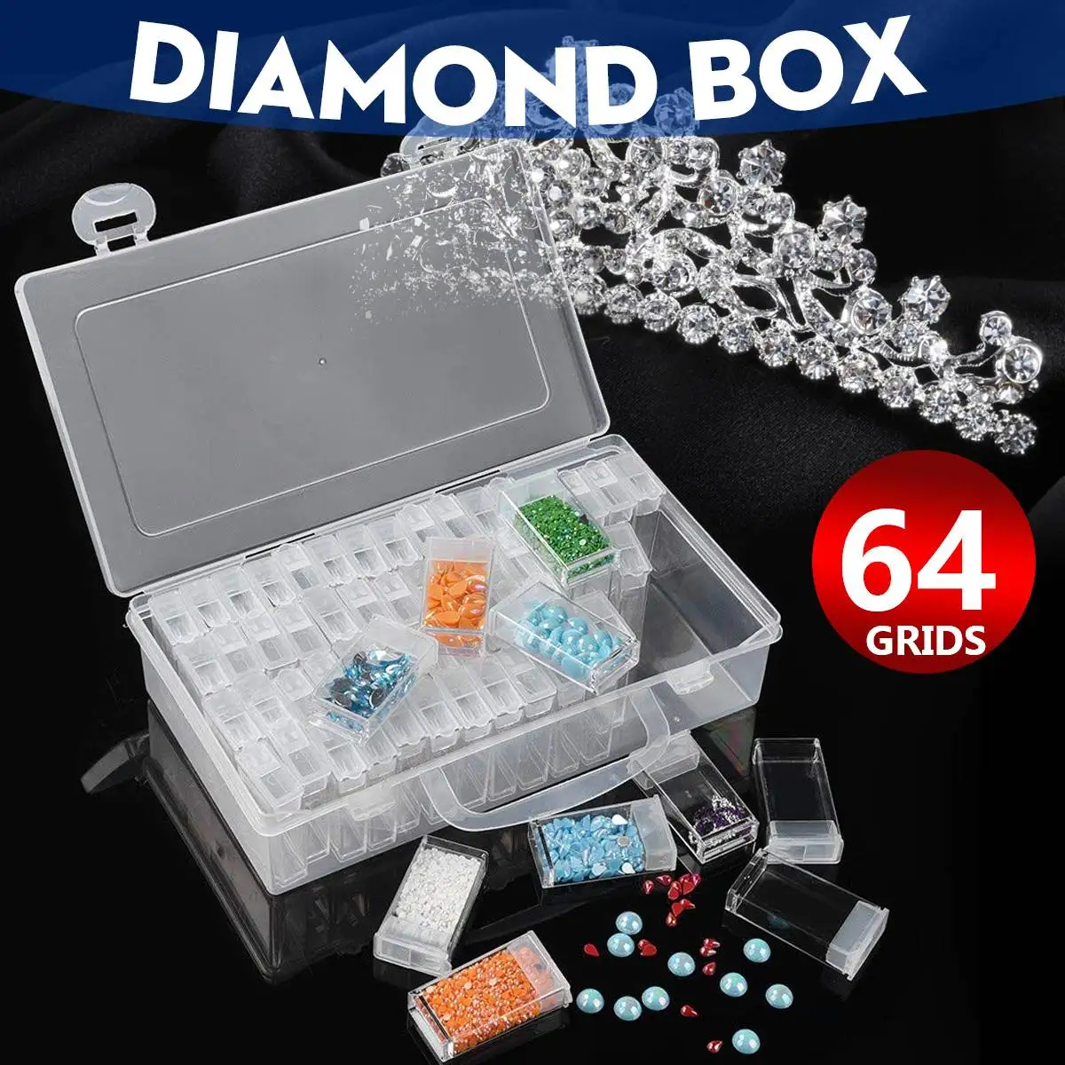 64 Slots Diamond Embroidery Box Diamond Painting Accessory Case Clear plastic Beads Display Storage Boxes Cross Stitch Tools
64 Slots Diamond Embroidery Box Diamond Painting Accessory Case Clear plastic Beads Display Storage Boxes Cross Stitch Tools