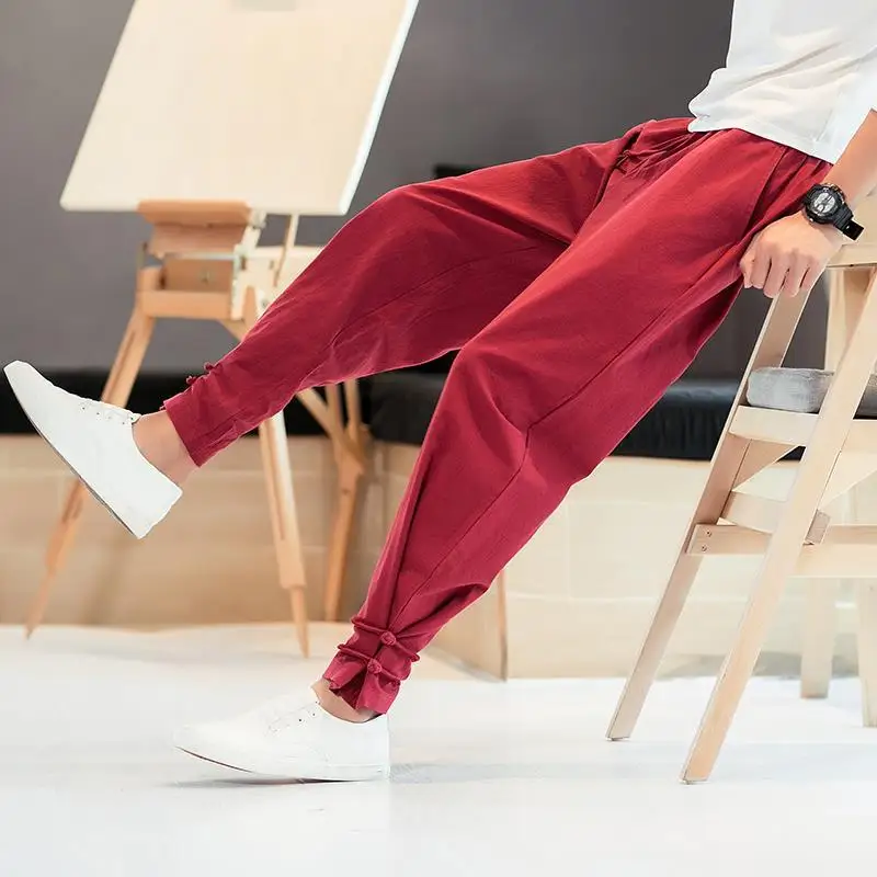 Summer Thin Legged Casual Pants Men's Loose Chinese Men's Pants Large Lantern Pants Tide Harlan Drawstring Men Clothing Sports 
Summer Thin Legged Casual Pants Men's Loose Chinese Men's Pants Large Lantern Pants Tide Harlan Drawstring Men Clothing Sports