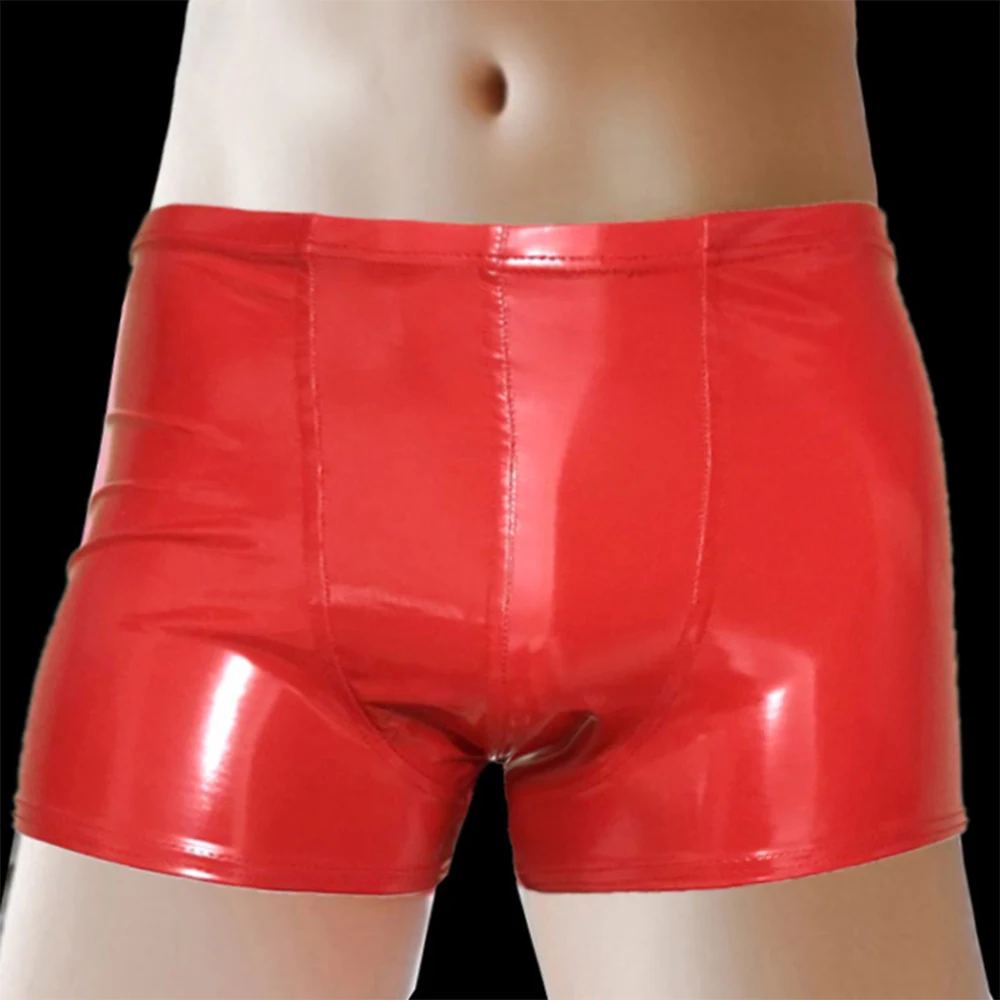 

Men Faux Leather Shorts Boxer Brief Wetlook Latex Underpants Trunks Underwear Shiny Boxers Soft Boxershorts Male Panties L -4XL