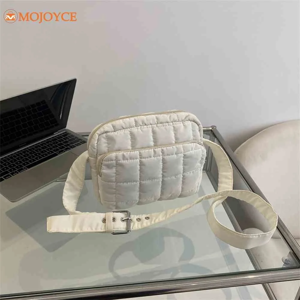 

Quilted Padding Cotton Ladies Embroidery Thread Crossbody Bag Simple Solid Hobos Fashion Women Purse Girls Messenger Bag