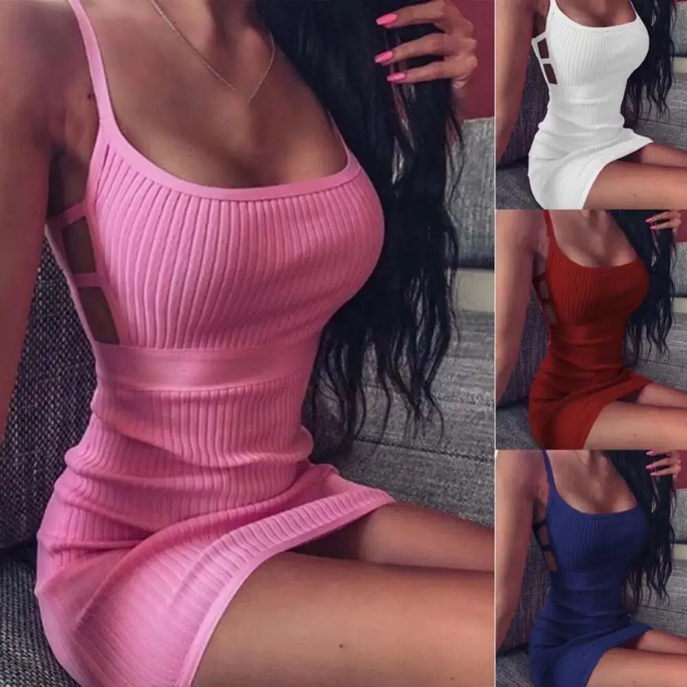 Hot Sell Women Sexy Sleeveless Ribbed Hollow out Backless Club Mini Bodycon Sling Dress
Hot Sell Women Sexy Sleeveless Ribbed Hollow out Backless Club Mini Bodycon Sling Dress