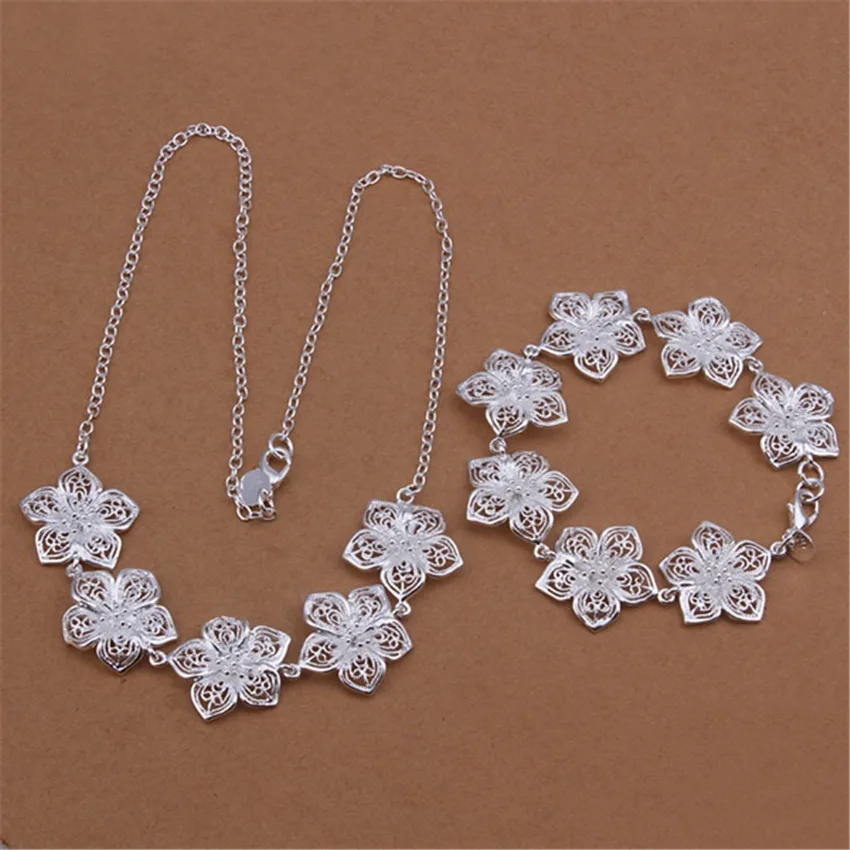 New 925 Sterling Silver Jewelry sets Retro beautiful Flowers necklaces bracelet for women fashion Party wedding Christmas Gifts
New 925 Sterling Silver Jewelry sets Retro beautiful Flowers necklaces bracelet for women fashion Party wedding Christmas Gifts