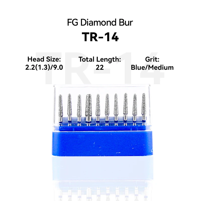 10pcs Dental Clinic Products TR-14 199-022M Diamond Bur FG High Speed 2.2(1.3)/9.0 22.0 Blue Medium Intra-oral Tools Material
10pcs Dental Clinic Products TR-14 199-022M Diamond Bur FG High Speed 2.2(1.3)/9.0 22.0 Blue Medium Intra-oral Tools Material