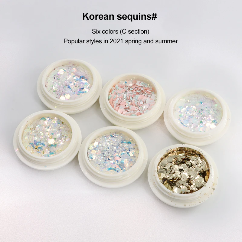

6box/pack Hexagon Nail Sequins Holographic Glitter Decor Sparkle 3D Glitter Flake Gel Charms Manicure Paillette Nails Art Decors