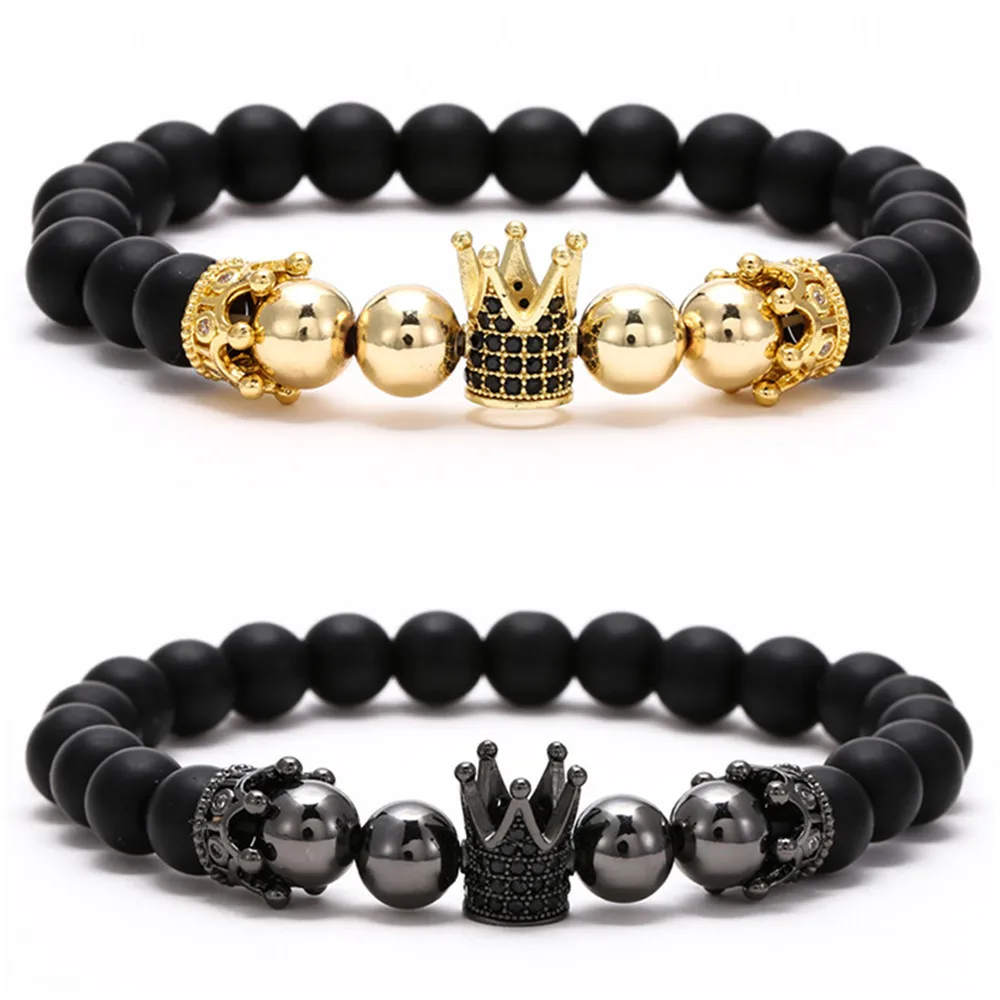 European and American men's black matte copper bead bracelet micro inlaid crown fashion bracelet accessories
European and American men's black matte copper bead bracelet micro inlaid crown fashion bracelet accessories