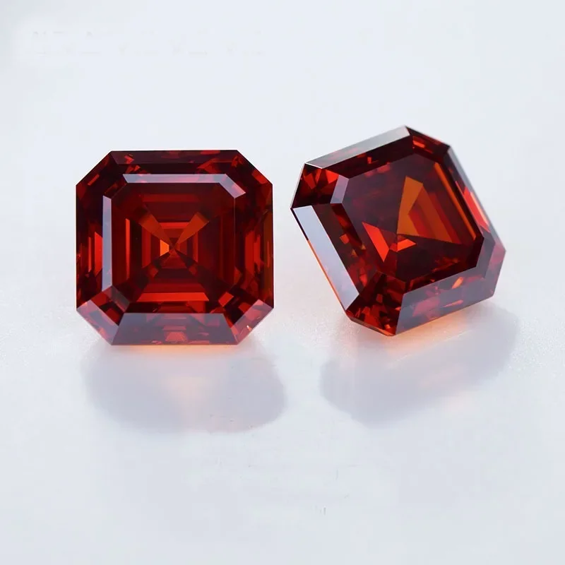 

Red Asscher Cut Moissanite Losse Gemstones Lab Diamond VVS1 Positive Pass Tester with GRA Certificate Women's Jewelry Material