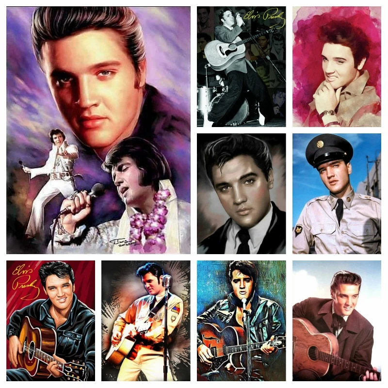 

Rock Music King Elvis Presley AB Diamond Art Painting Full Drills Singer Star Portrait Mosaic Cross Stitch Kits Room Decor