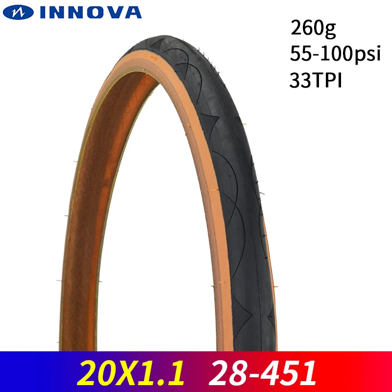

Велосипедная шина INNOVA, 20 дюймов, 20x1, 3/8 дюйма, маленькие колесные велосипедные шины 37-451, ретро, с коричневым краем, складная велосипедная шина, бескамерные велосипедные детали