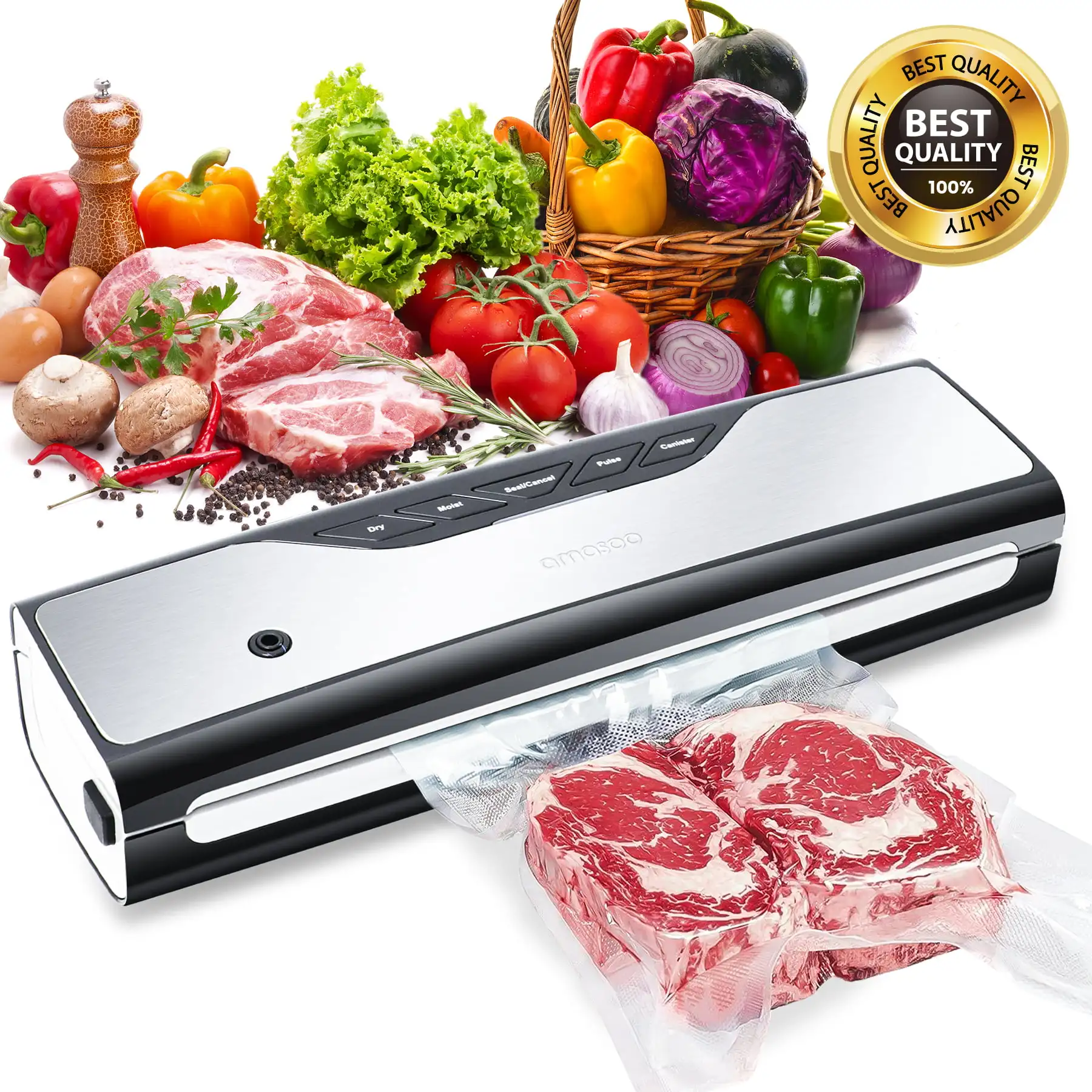 Automatic Vacuum Sealer Machine Vacuum Sealing System for Food Preservation With Starter Kit (Silver)
Automatic Vacuum Sealer Machine Vacuum Sealing System for Food Preservation With Starter Kit (Silver)