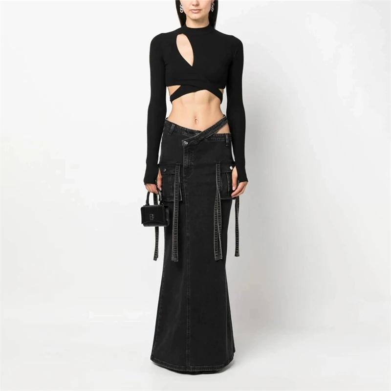 Summer new women's cross-waist design washed tooling denim skirt y2k retro fashion high street multi-pocket floor mopping skirt
Summer new women's cross-waist design washed tooling denim skirt y2k retro fashion high street multi-pocket floor mopping skirt