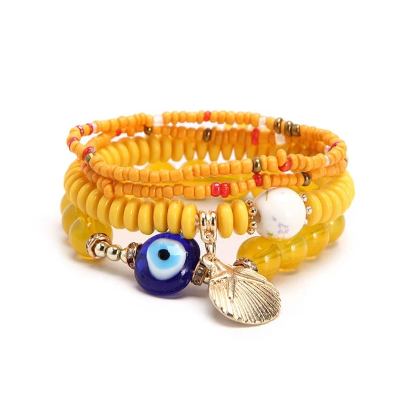 Beads Bracelets Multilayer for EVIL EYE for shell Flat Bead Bracelet Boho Stacka 
Beads Bracelets Multilayer for EVIL EYE for shell Flat Bead Bracelet Boho Stacka