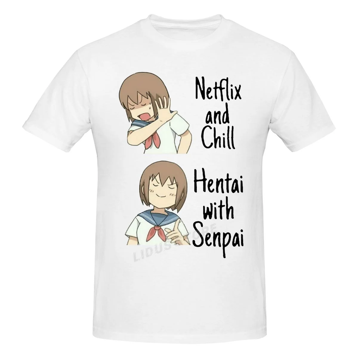 Футболка с принтом из аниме Netflix And Chill Hentai With Senpai футболка в стиле Харадзюку 100%