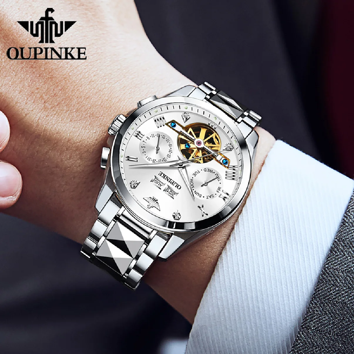 OUPINKE Automatic Watch for Men Mechanical Luxury Sapphire Mirror Watches Waterproof Top Brand Tourbillon Wristwatch Mens Clock
OUPINKE Automatic Watch for Men Mechanical Luxury Sapphire Mirror Watches Waterproof Top Brand Tourbillon Wristwatch Mens Clock