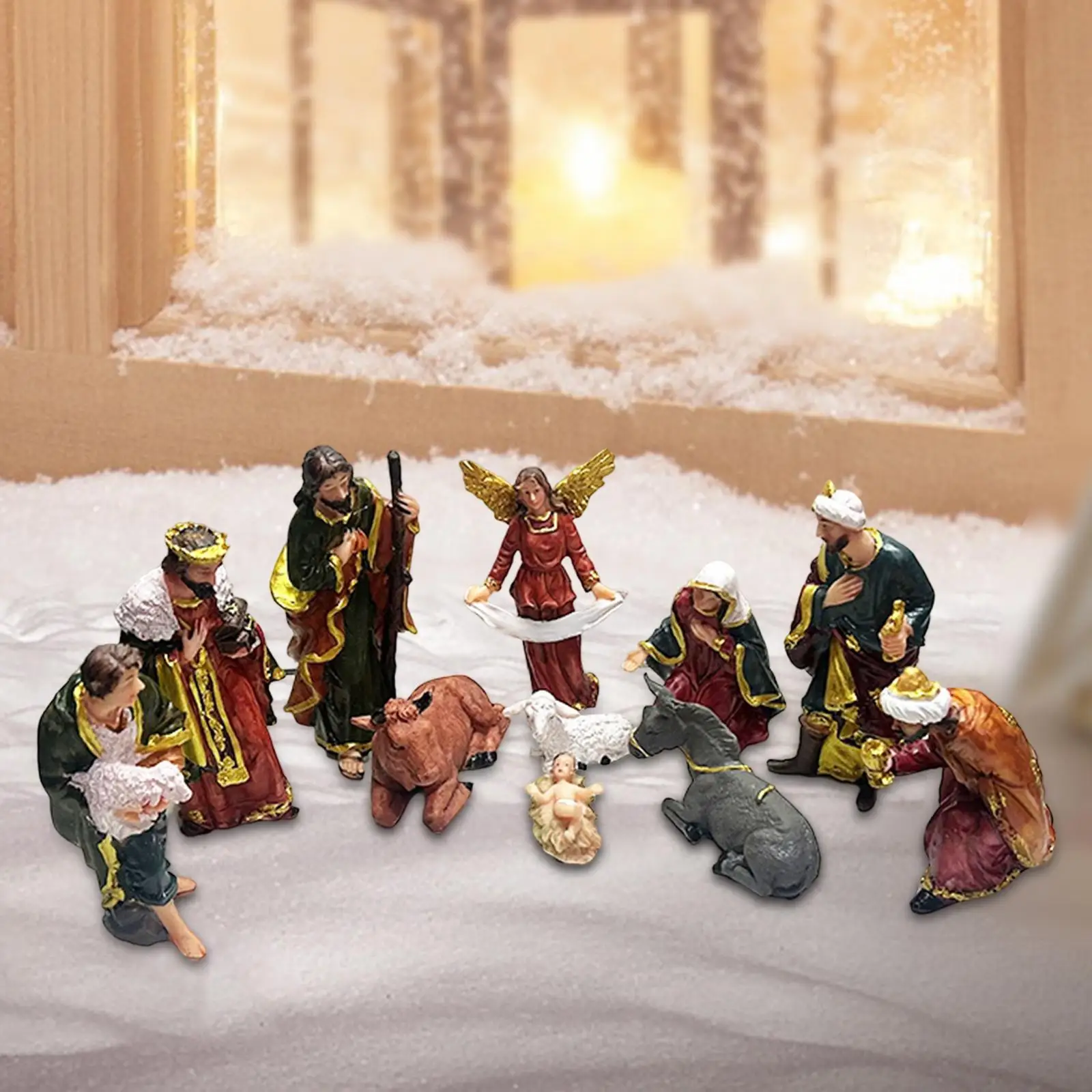 11 Pieces Resin Nativity Scene Figures Layout Decoration Ornament Christmas Retro Style Religious Statue for Desktop Gift Window
11 Pieces Resin Nativity Scene Figures Layout Decoration Ornament Christmas Retro Style Religious Statue for Desktop Gift Window