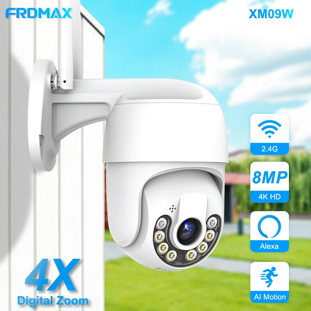 FRDMAX 4K 8MP IP Security Camera Outdoor 5MP WIFI 4× Digital Zoom Surveillance Camera AI Detection Night Vision IP66 Alexa ICsee
FRDMAX 4K 8MP IP Security Camera Outdoor 5MP WIFI 4× Digital Zoom Surveillance Camera AI Detection Night Vision IP66 Alexa ICsee